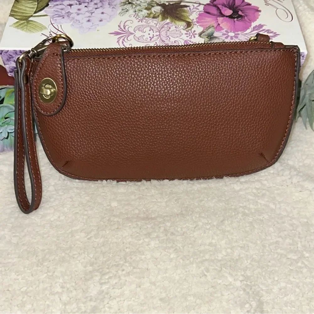 Joy Susan Brown Faux Leather Convertible Wristlet Wallet Crossbody